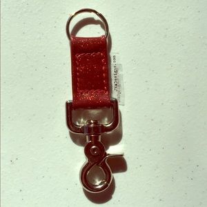 Ruby red sparkle glitter vinyl snap clasp keychain